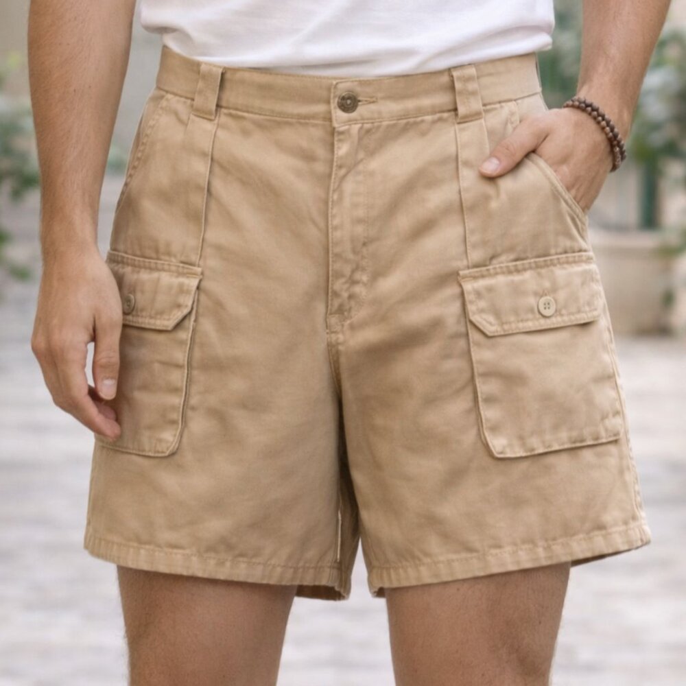 Guy’s Khaki Cargo Shorts | Men’s Size 38 | Utility Pockets